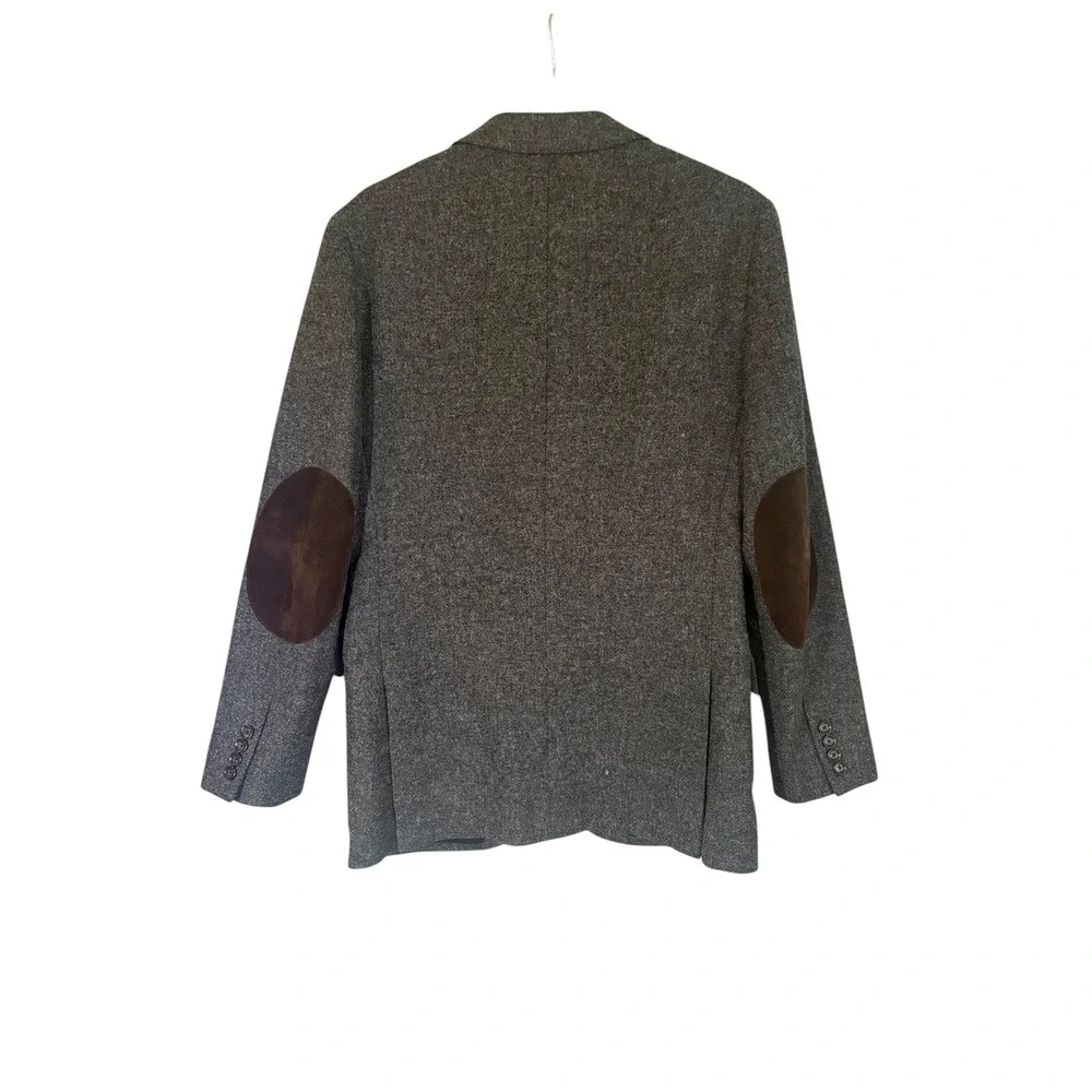 J. Crew Ludlow Blazer Moon Fabric Wool Tweed Elbow Patch 36R Gray Career Office